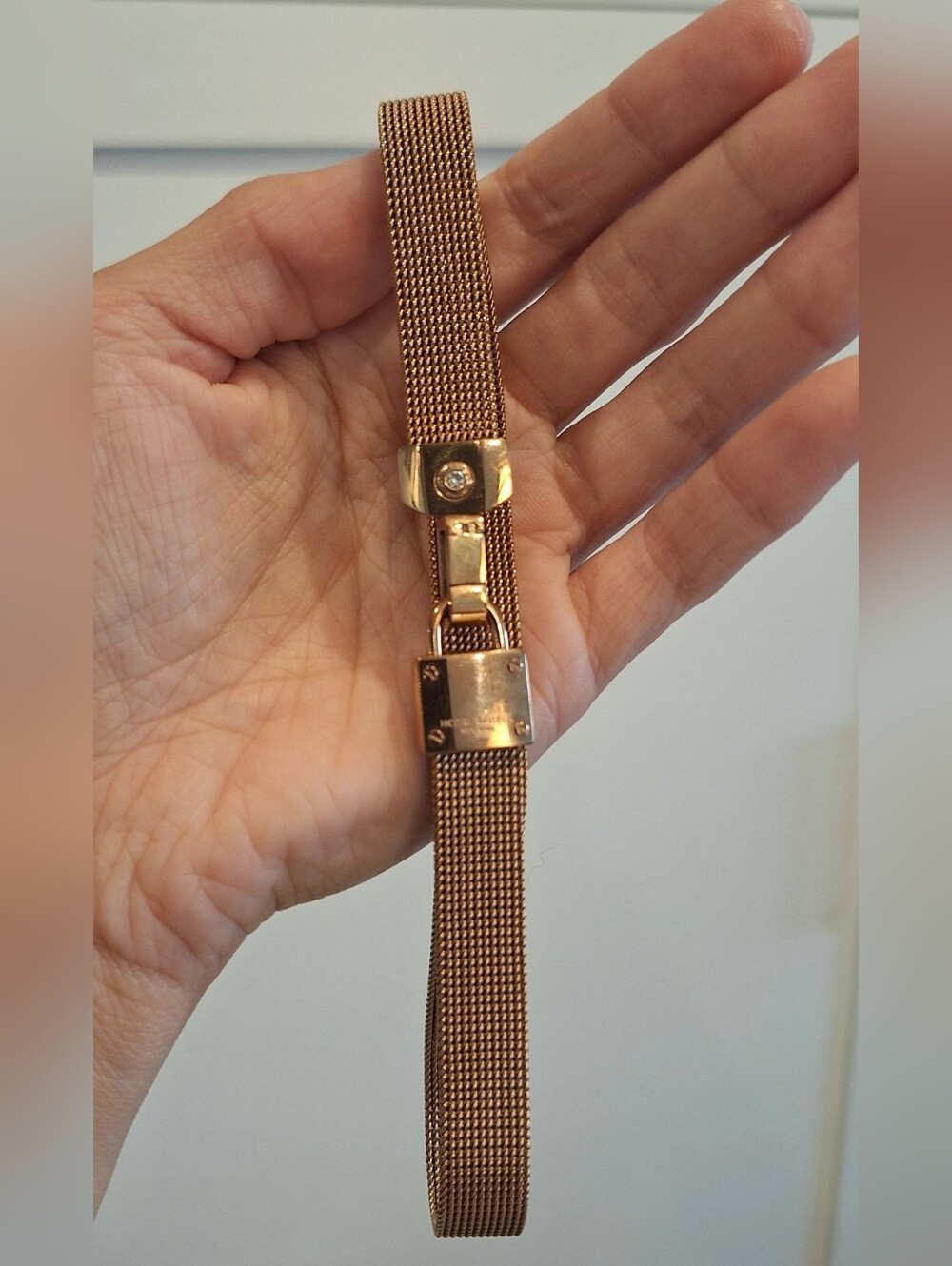 Henri Bendel Rose Gold Mesh Chain Wrap Bracelet EUC